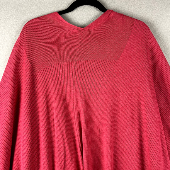 J Jill Cape Wrap Shawl Womens One Size Pink Cotton Blend Knit Colorful Casual - Picture 9 of 12